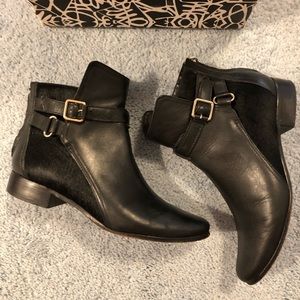 Diane von Furstenberg black leather calf hair boot